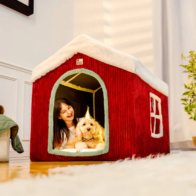 Christmas Snow House Cozy Warmth Large Dog House