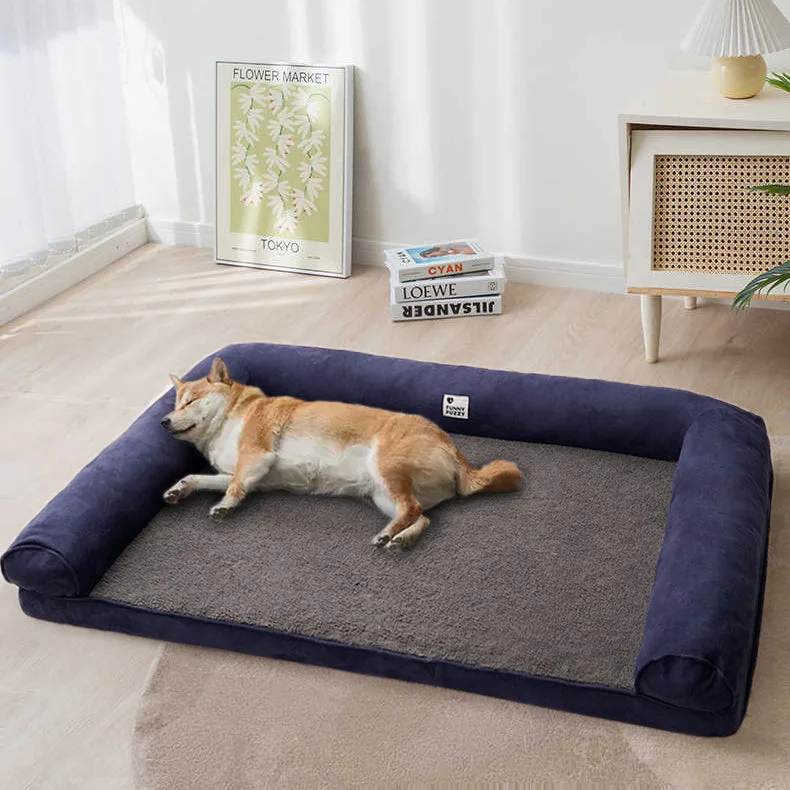 Faux Fleece & Suede Full Support Orthopedic Dog Bed