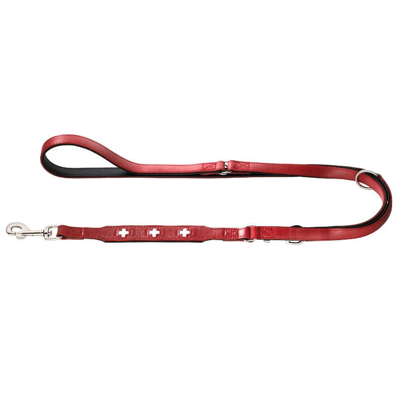 Hunter Classic Swiss Leather Dog Training Lead, 3-Way Adjustable