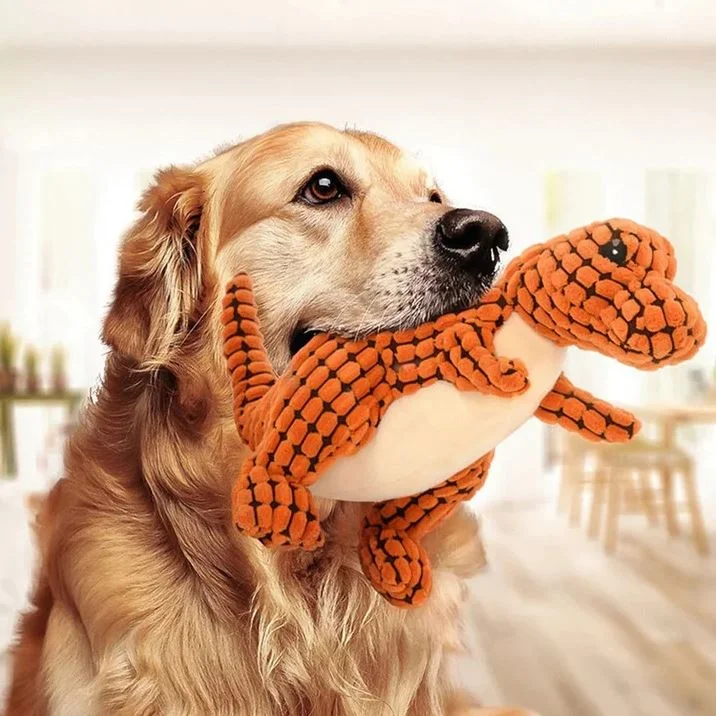 Indestructible Robust Dino Dog Toy | kevlar dog toys chew Stuffed Dog Toy Plush Dog Toy Corduroy Durable Interactive chew toys for large dogs