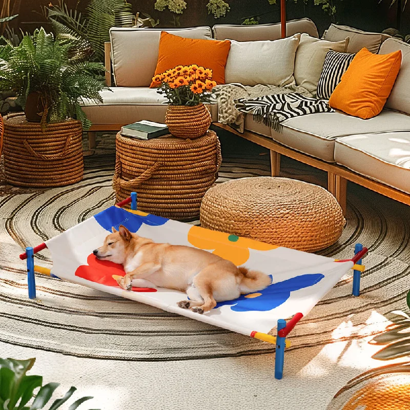 Vibrant Summer Print Style Aluminum Elevated Dog Bed - Summer Paradise