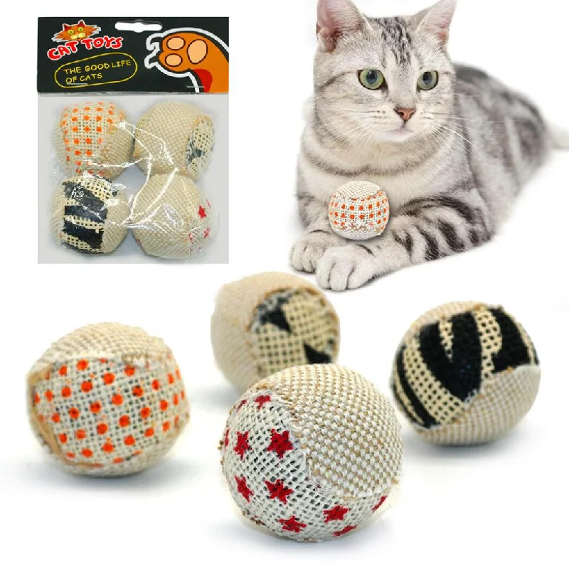 4 Pieces/Set Canvas Cat Ball Toy