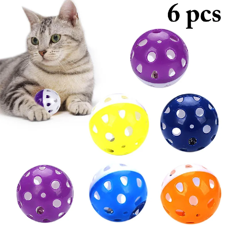 6 Pieces Cat Ball Toy With Bell Ring