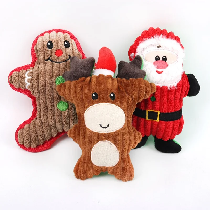 Christmas Santa Claus Chew Squeaker Pet Plush Toys