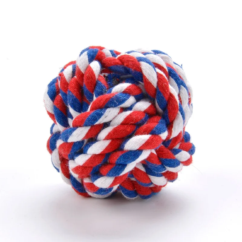 Dog Hand-Woven Cotton Rope Ball Bite Resistant Interactive Dog Teething Toy