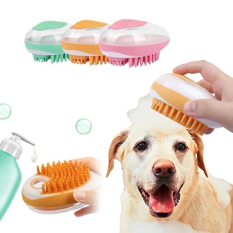 2-in-1 Pet Bath Brush - SPA Massage Comb Soft Silicone Pets Shower Hair Grooming Comb Dog Cleaning Tool