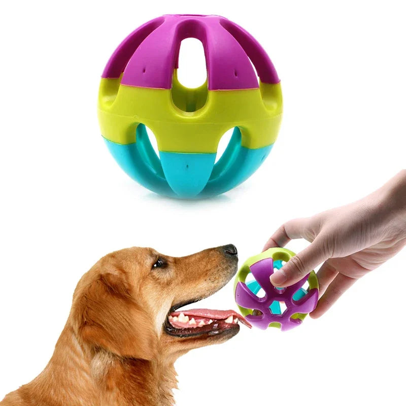 7.5cm ABS Pet Cat Dog Puppy Jingle Bell Ring Ball Round Roll Fetch Play Chewing Toy Multicolor Training Toys Interactive