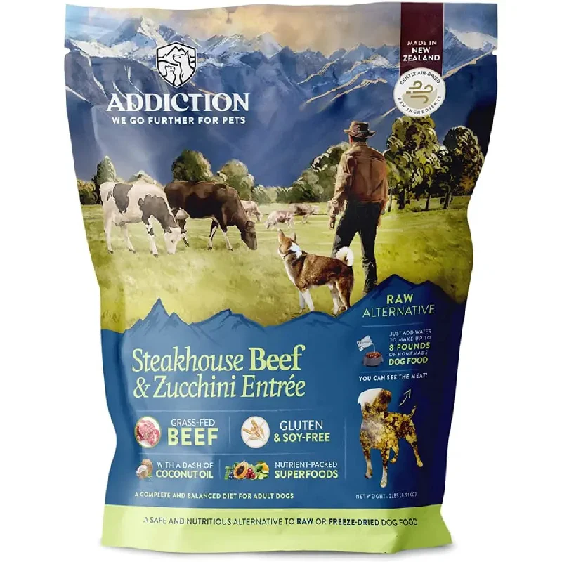 Addiction Steakhouse Beef & Zucchini Raw Alternative Digestive Skin Coat HealthDog Food 2 lb