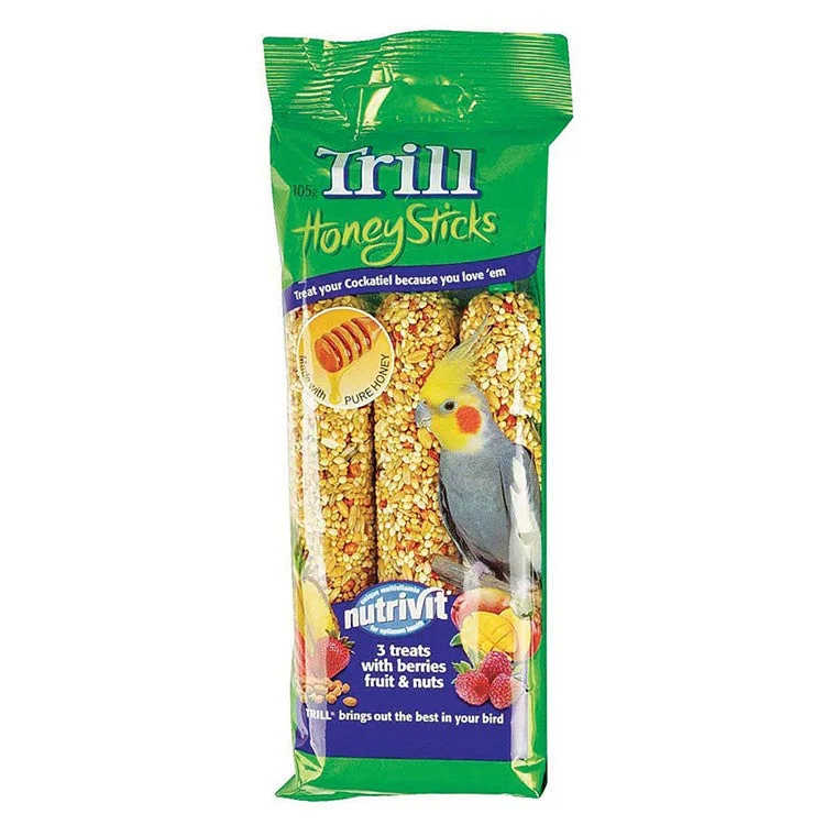 Trill Honeystick For Cockatiels With Berries and Fruit and Nuts, 105gm