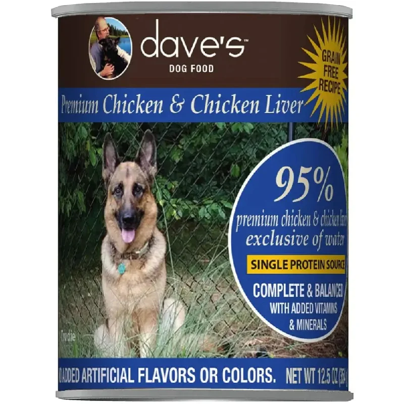 Dave's Pet Food™ 95% Premium Meat™ Grain Free Chicken & Chicken Liver Dog Food 13 Oz x 12 Count