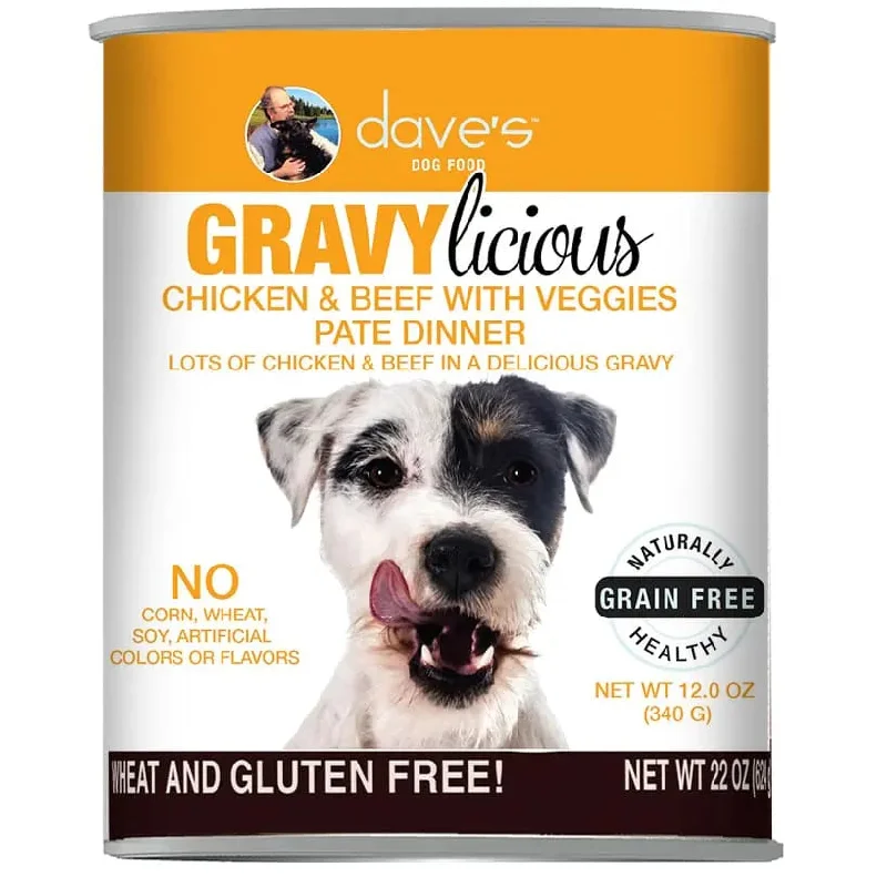 Dave's Pet Food™ Grain Free Gravylicious Chicken & Beef with Veggies Pate Dinner. Lots of Chicken &