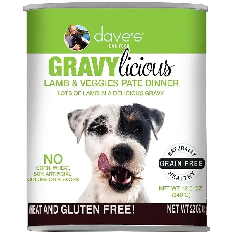 Dave's Pet Food™ Grain Free Gravylicious Lamb & Veggies Pate Dinner. Lots of Lamb in a Delicious