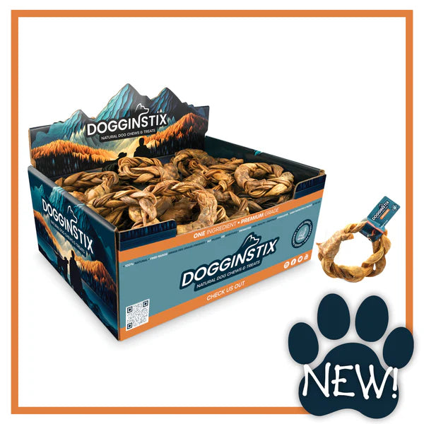 DOGGINSTIX Braided Lamb Collagen Ring Natural Dog Chews & Treats