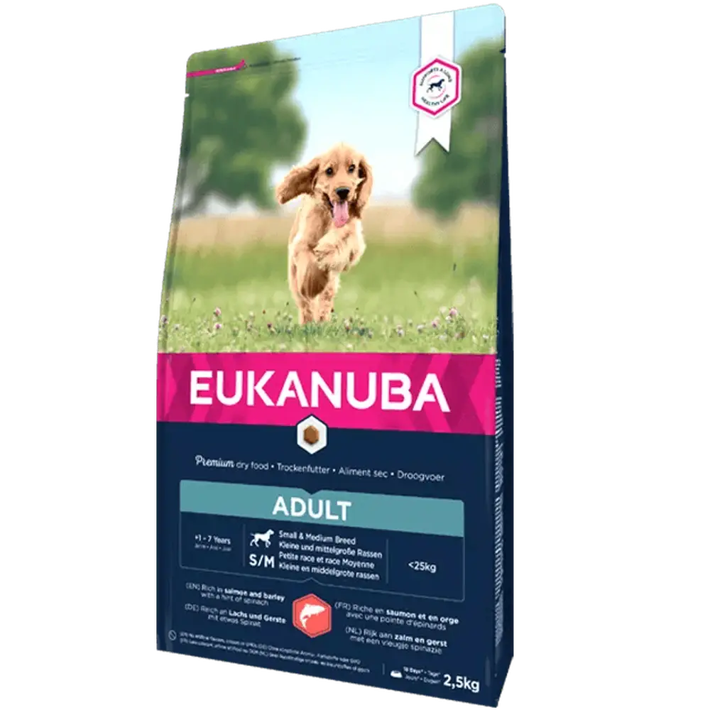 Eukanuba Adult Dog Small & Medium Dog Breed SALMON & BARLEY WITH A HINT OF SPINACH