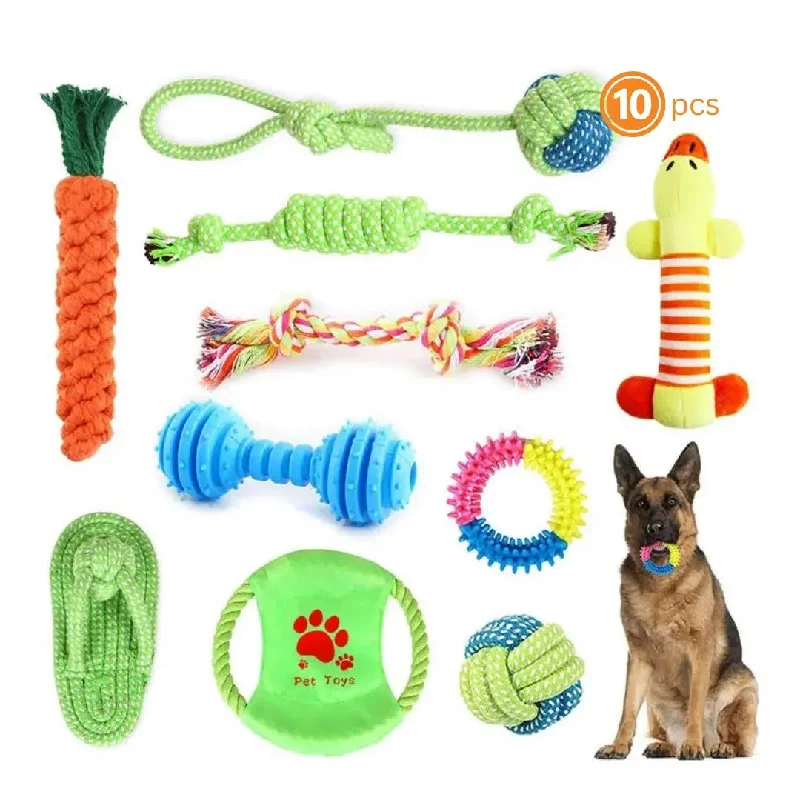 10 pcs Bite-Resistant Dog Toys