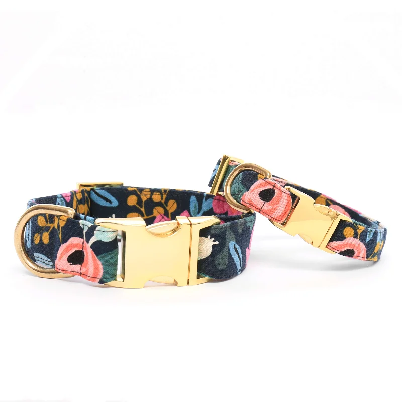 Floral Navy Dog Collar