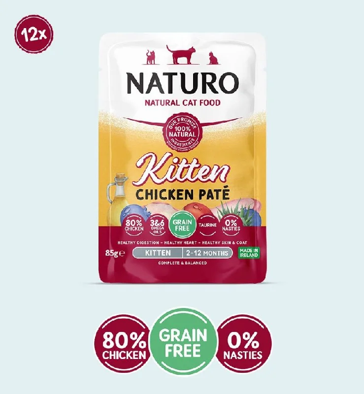 Naturo Grain-Free Kitten Chicken Pate Cat Food Pouches 3oz(85g) SINGLE POUCH (NEW)