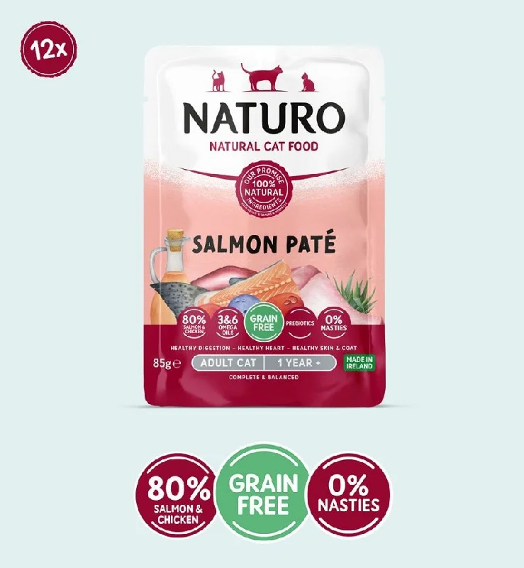 Naturo Grain-Free Salmon Pate Cat Food Pouches 3oz (85g) SINGLE POUCH (NEW)