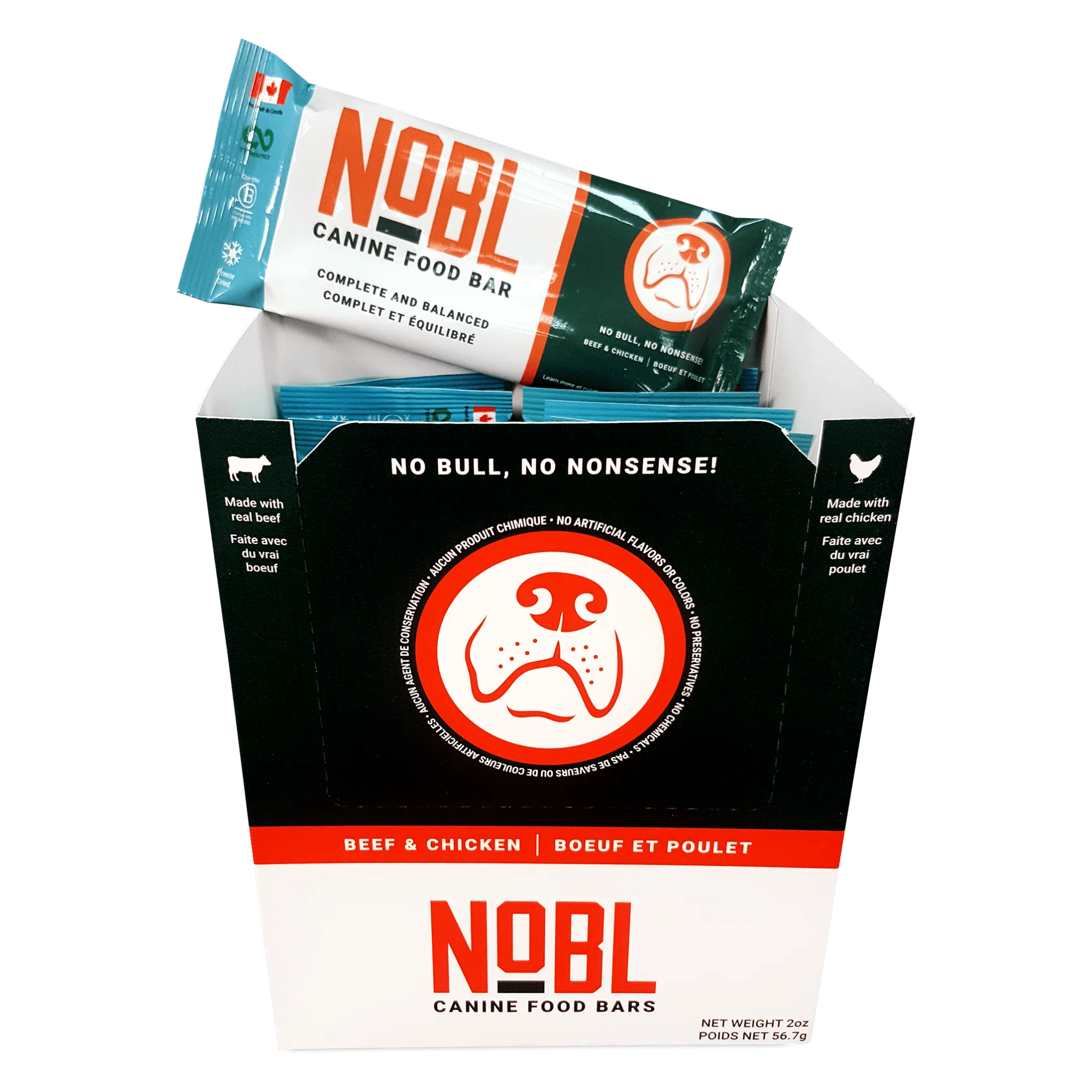 NOBL Canine Food Bars - Beef & Chicken 12 x 2oz