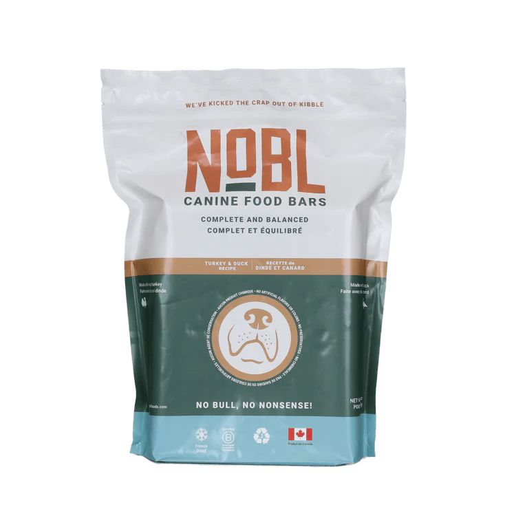 NOBL Canine Food Bars - Turkey & Duck 10 x 2oz Bulk