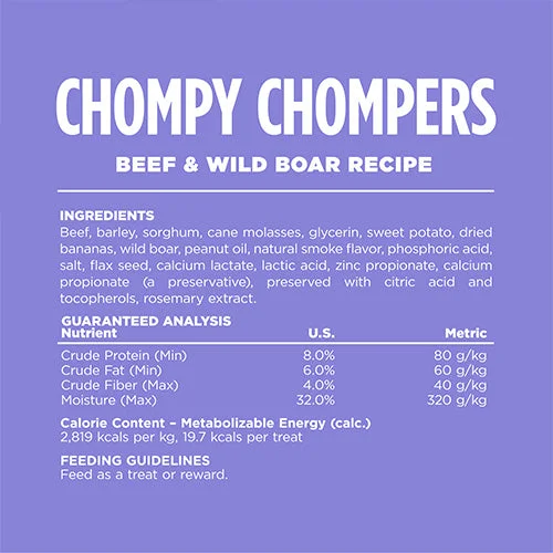 NutriSource® Beef & Wild Boar Chompy Chompers 6oz Dog Treat (NEW) SALE