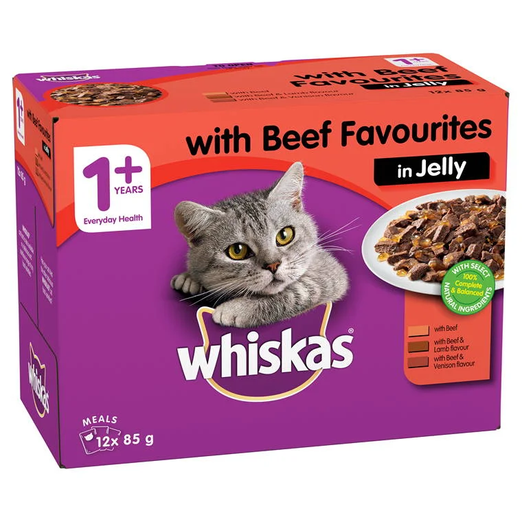 Whiskas Beef in Jelly, 12pk