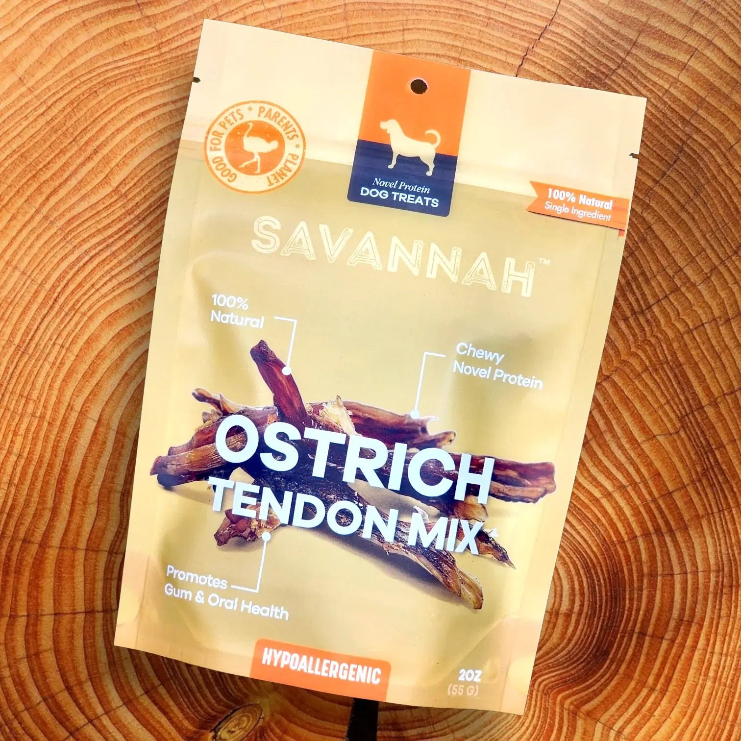 Savannah Chewy Ostrich Tendon Mix. Long-lasting, Natural Dog Chew Treat