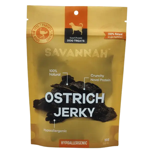 Savannah - Tasty Ostrich Jerky. Protein & Iron-rich, Natural Dog Chew Treat