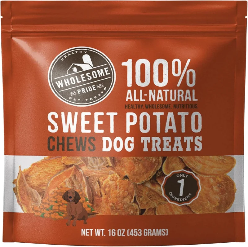 Wholesome Pride Sweet Potato Chews 100% All-Natural Single Ingredient, USA-Sourced Dog Treats, 16 oz