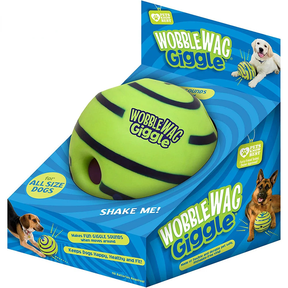 Wobble Wag Giggle Glow Ball Interactive Dog Toy Fun Giggle Sounds When Rolled or Shaken Pets Know Best As Seen On TV