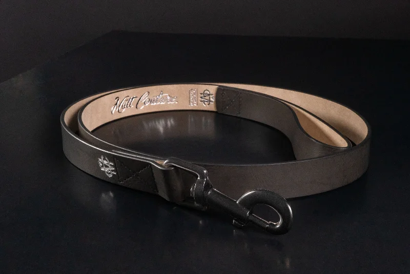 Black Leather Leash With Black Hardware